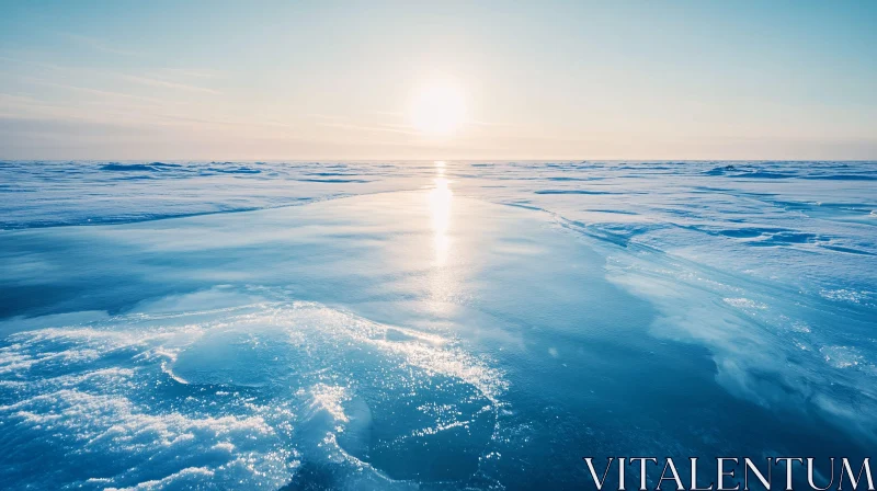 Sunrise Over Frozen Waters - Captivating Winter Scene AI Image