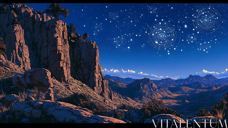 Starlit Mountains AI Image