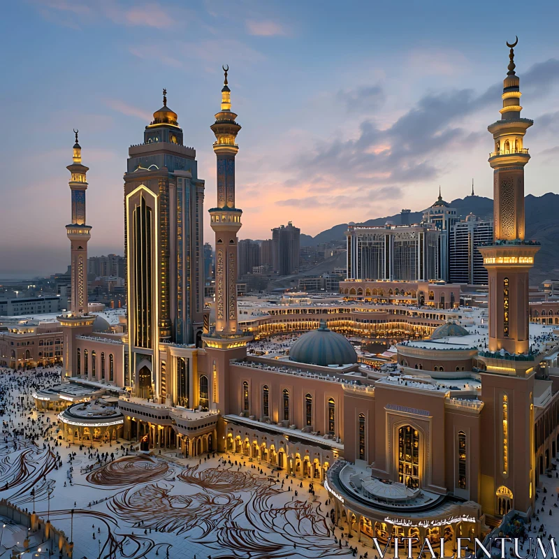 Majestic Minaret Monument at Dusk AI Image