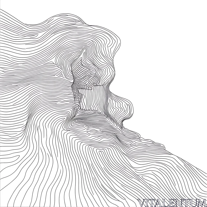 Linear Topographic Illusion Art Print AI Image