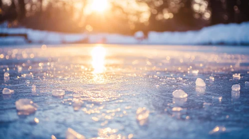 Radiant Winter Scene on Icy Surface