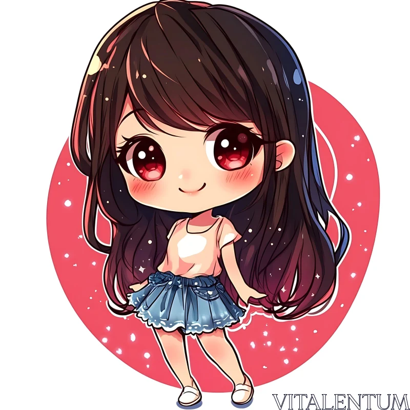 AI ART Adorable Chibi Anime Art of Girl with Red Eyes