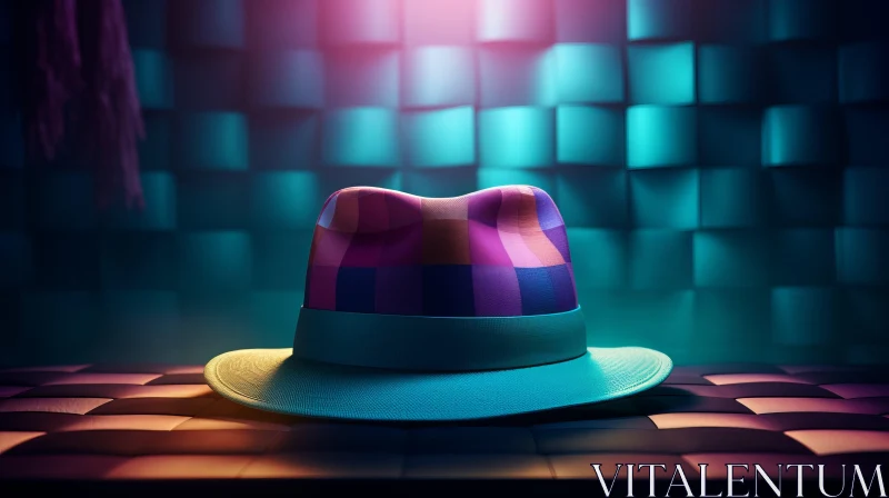 Colorful Patterned Hat Art in Cinema4D: A Mysterious and Vibrant Illustration AI Image