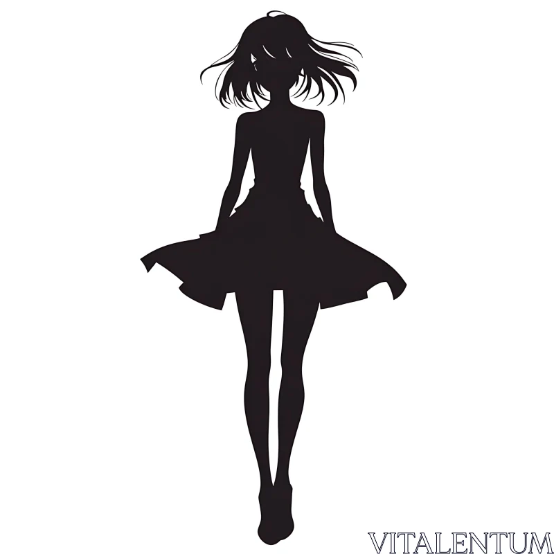 Minimalist Silhouette of Anime-Style Girl AI Image