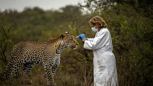 Wild Leopard Receives Medical Care