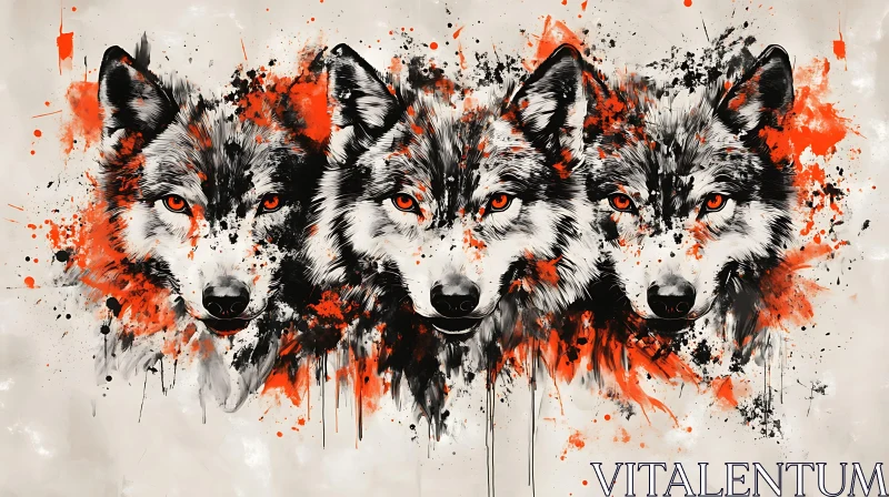 Wolves Portrait with Splatter Effect AI Image