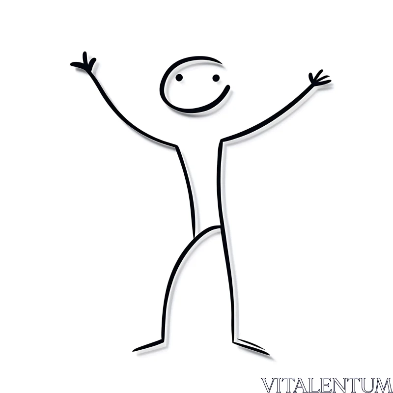 AI ART Minimalist Stick Figure Happiness Art