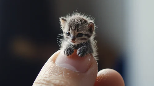 Minuscule Kitten on Thumb