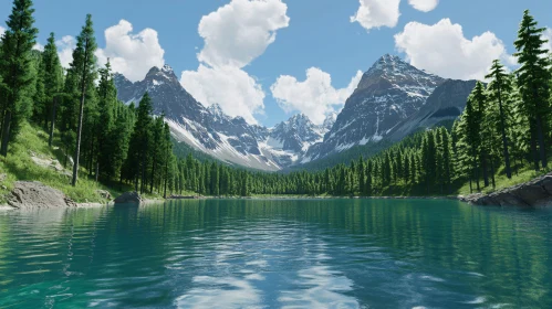 Tranquil Alpine Landscape with a Reflective Lake