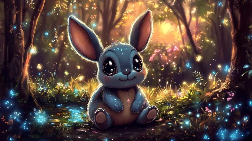 Whimsical Rabbit in Glowing Woods