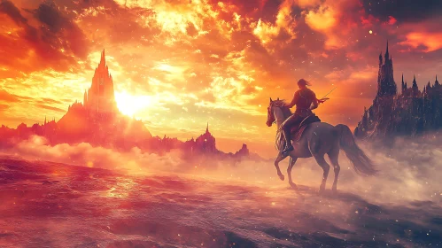 Rider in a Fiery Landscape