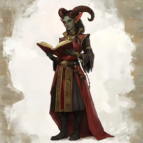 Horned Woman Reading a Book