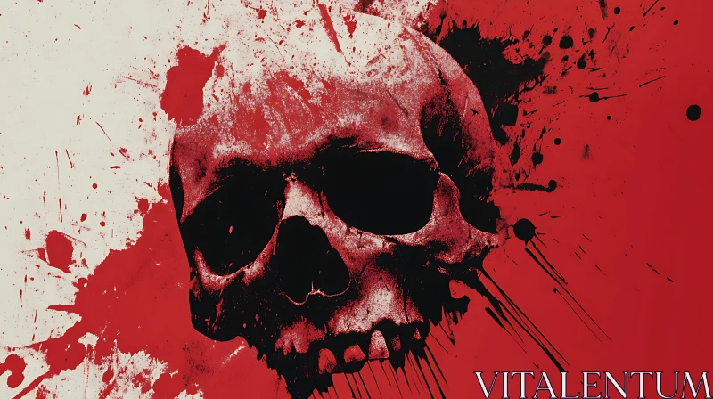 Abstract Skull in Red and Black