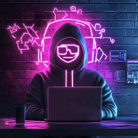 Hooded Hacker with Neon Glow