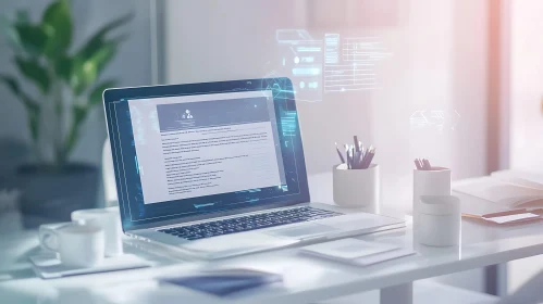 Laptop Displaying Data in Clean Workspace