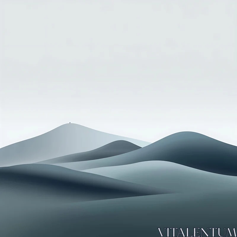 Serene Blue Hillscape Minimal Art
