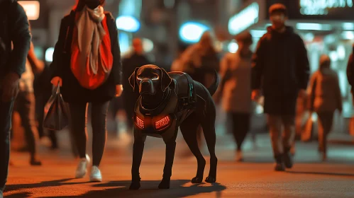 Cybernetic Canine in a Modern Cityscape