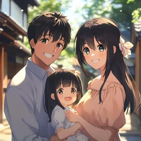 Warm Family Moment in Anime Art