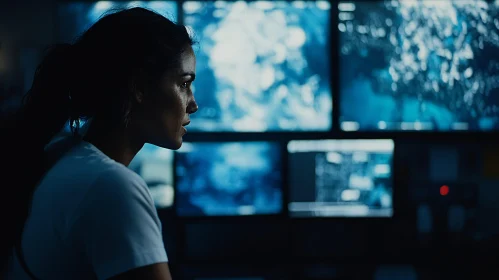 Vigilant Observer in Tech Control Room