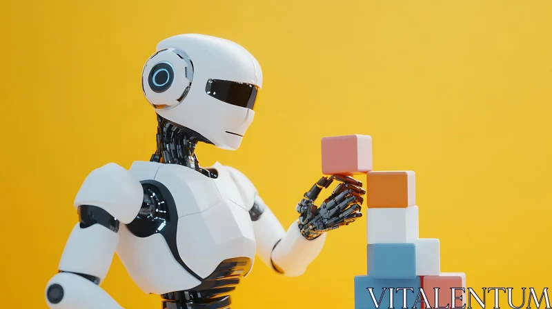 AI Robot Stacking Colorful Blocks
