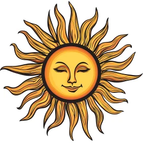 Radiant Sun with Serene Expression