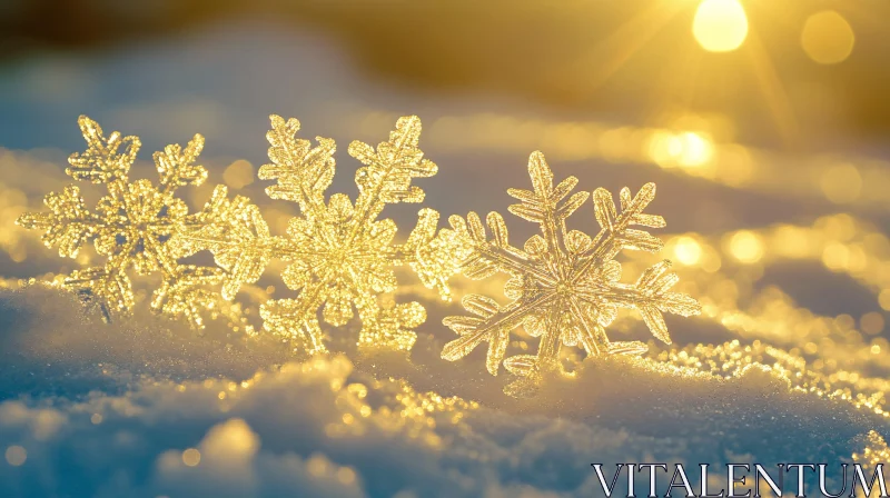 AI ART Sunlit Snowflakes in Winter Scene