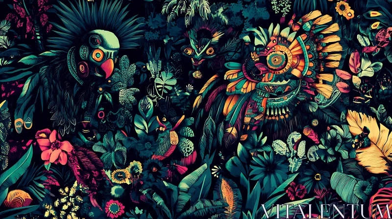 Stylized Jungle Bird Art
