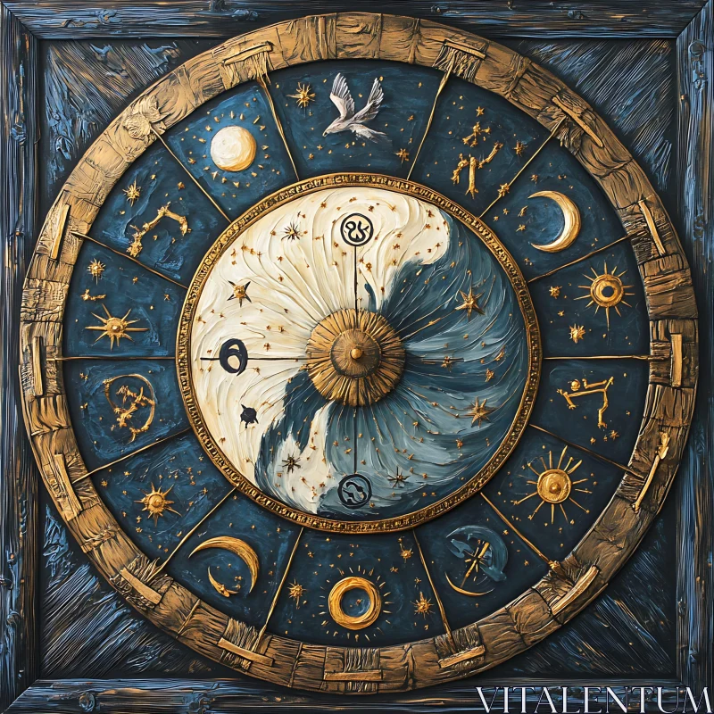 Astrological Zodiac Wheel with Constellations Art