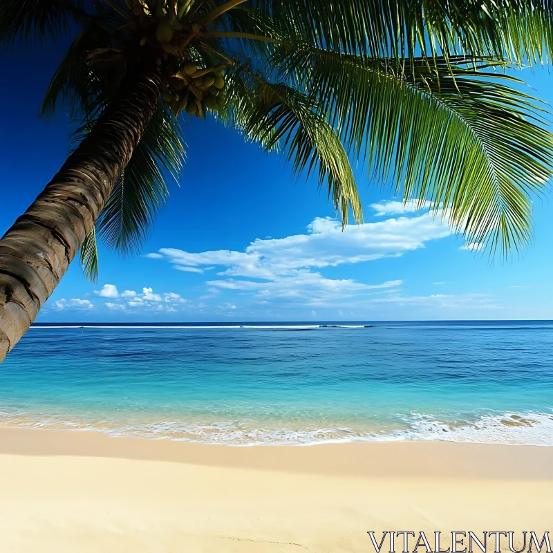 Seascape with Palm and Azure Waters