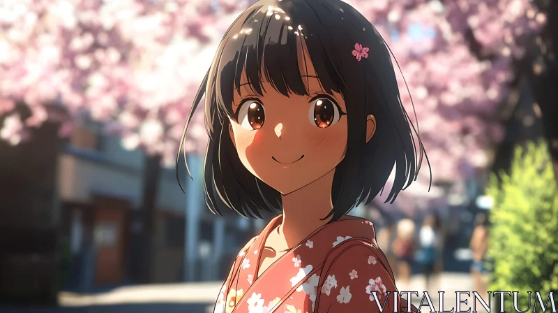 Serene Spring Day with Anime Girl