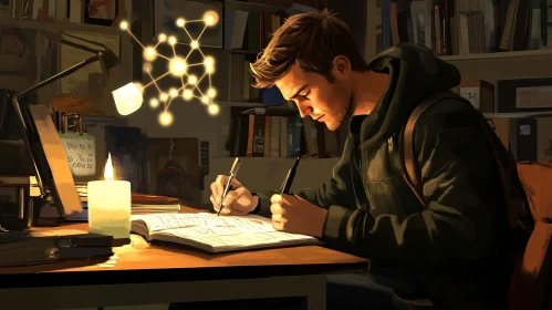 Night Study Session with Candlelight