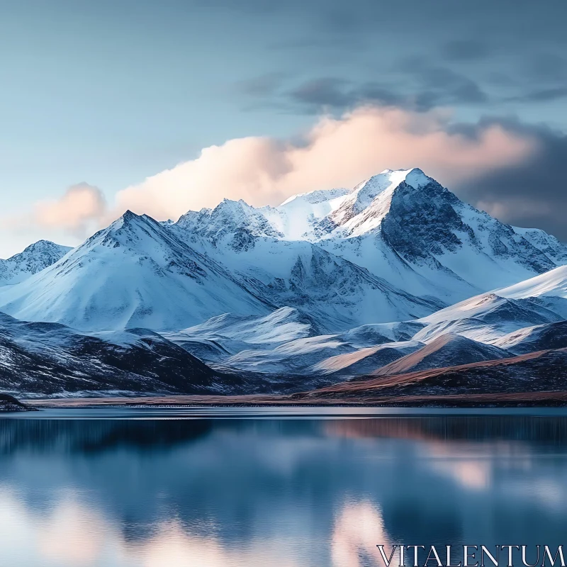 Winter Mountain Lake Reflection