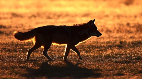 Sunset Wolf Silhouette