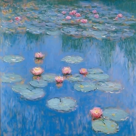 Pink Water Lilies on Pond