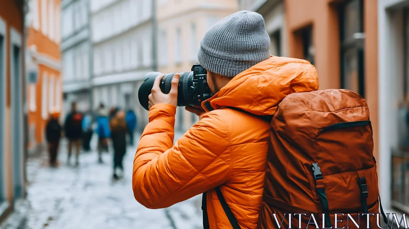 Travel Photographer in City Street