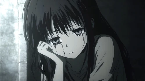 Emotional Anime Moment: Tearful Girl