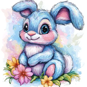 Pastel Bunny in Floral Setting