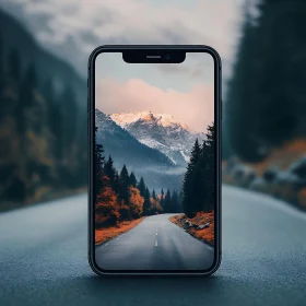 Scenic Mountain View on Phone Screen