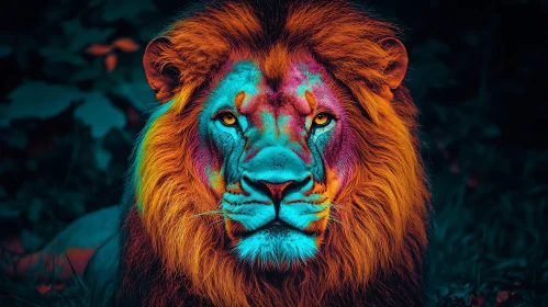 Vivid Lion Art - Striking Feline Portrait