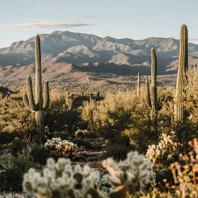 Arizona Desert Landscape with Saguaro Cacti