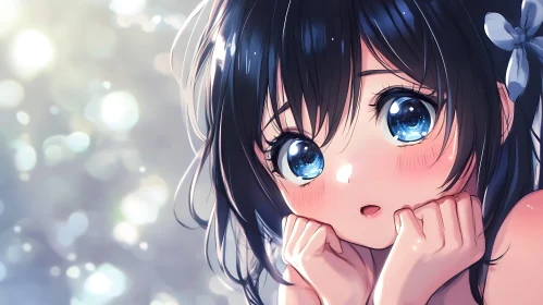 Detailed Anime Illustration with Bokeh Background