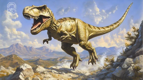 Tyrannosaurus Rex in a Prehistoric Landscape