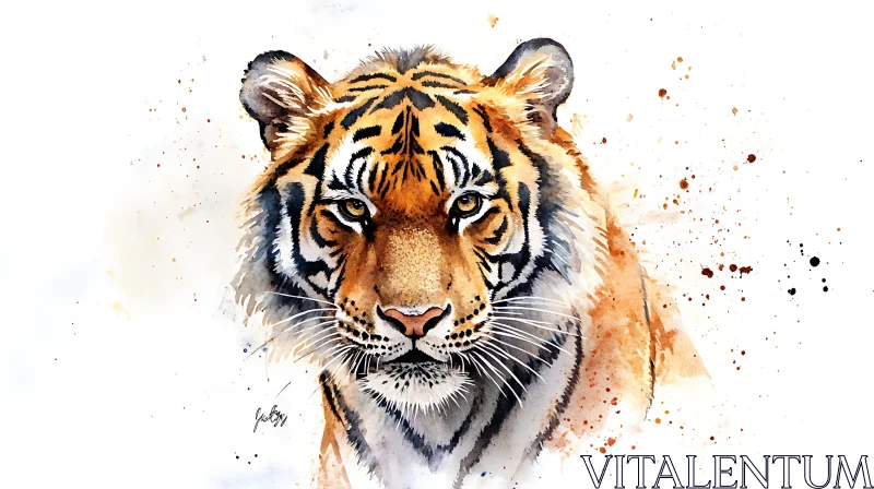 Elegant Watercolor Tiger Face Painting