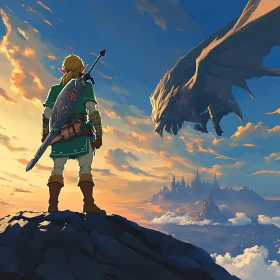 Epic Battle Scene at Sunset