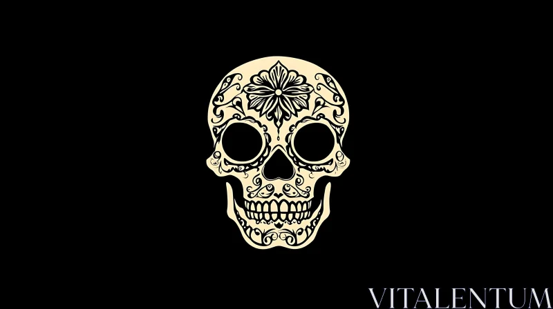 Stylized Skull with Flower Ornament