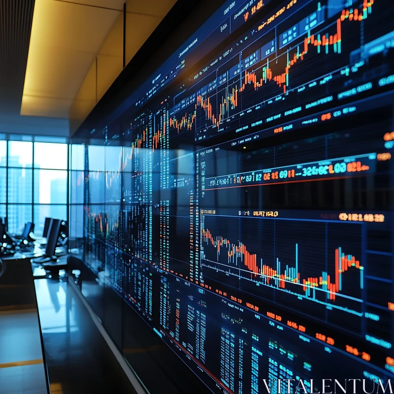 Stock Market Data Display on Wall