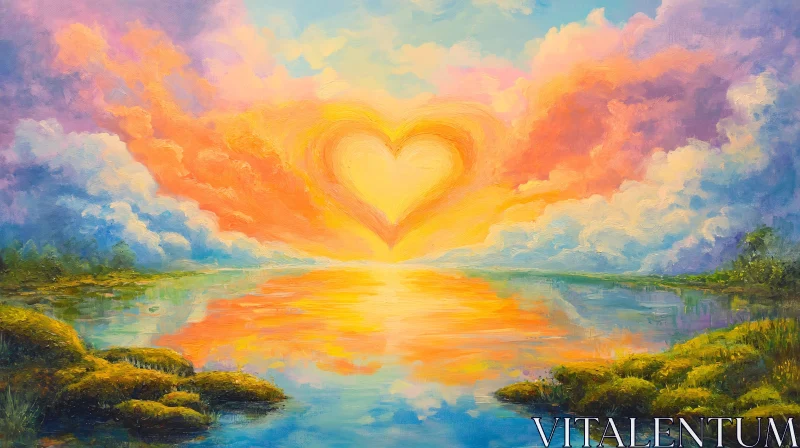 Romantic Sunset Heart Painting