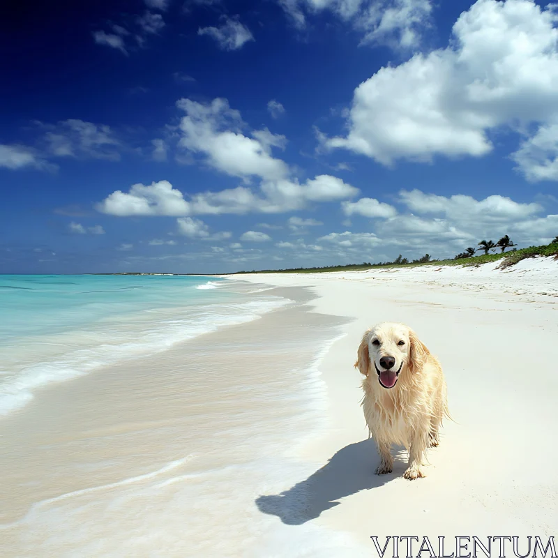 Happy Dog on a Pristine Beach