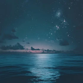 Night Sky Reflection on Calm Sea