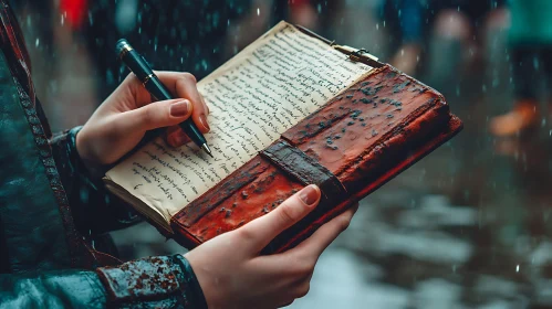 Vintage Journaling in Rainy Ambiance